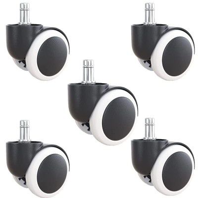 Glauben Enterprises - Office Chair Wheel Heavy Duty Castor Pin Type Revolving Chair Wheels - 2 Inch Office Chair Wheels Replacement Set of 5, Desk Chair (Pin Type-White)