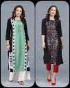 Glemson  Pack of 4 Women Printed Crepe A-line Kurta  (Blue)...