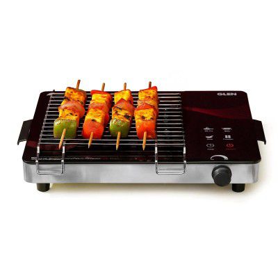 Glen 2000W Infrared Cooktop Stove with Grill Rack for Barbecue, Crystal Glass Plate, Digital Display, 3 Preset Cooking Modes, Touch Control, Infrared Hot Plate (SA3074_Infra)