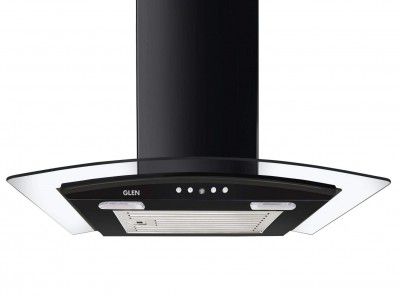Glen 60cm 1000 m3/hr Curved Glass Wall Mounted Kitchen Chimney (6070 Junior Black)
