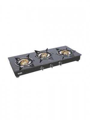 GLEN Black Rapid Glass 3 Burner LPG Stove