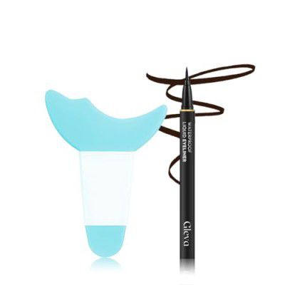 Gleva Precision Silicone Eyeliner Aid and Waterproof Eyeliner Kit, Long-Lasting Formula for All-Day Wear, Cruelty Free, Smudge Proof Eyeliner (Blue + Brown Eyeliner)