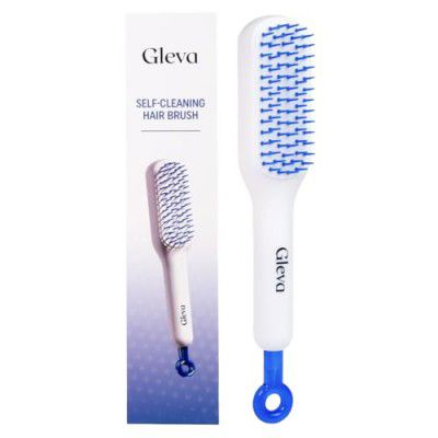 Gleva Self Cleaning Detangling & Styling Brush, Anti Static Massage Comb, Hair Comb for Men & Women (White)