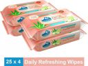 GLIDER Facial Wipes Enriched with Aloe Vera,Cucumber & Vitamin E |Pack of 4 | 100 Wipes (100 Tissues)...