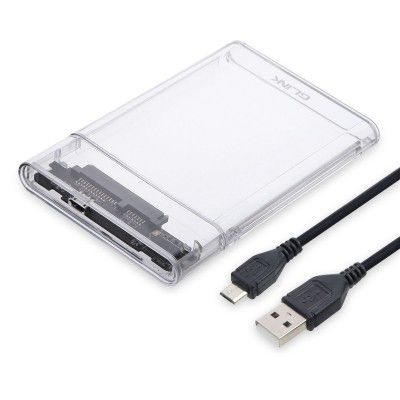 GLink GHD014-2.5" USB 2.0 Transparent Premium External HDD Enclosure Case for SATA SSD HDD for Laptop Hard Disks