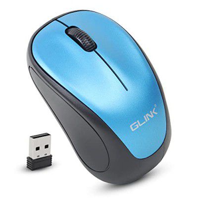 GLINK GMW-04 Wireless Mouse, 2.4 GHz with USB Nano Receiver,Dual Color, Optical Tracking, Ambidextrous, PC/Mac/Laptop - Blue