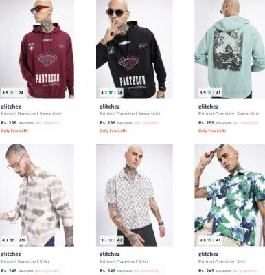 Myntra : Upto 89% OFF - Glitchez Mens Clothings | Starts At Rs.99