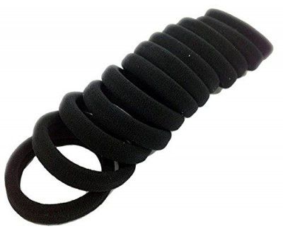 Glitteria Hair Pony Tail Holder Highly Elastic Black Rubber Bands 12 Bands