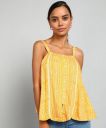 GLOBAL DESI  Casual Sleeveless Printed Women Yellow Top...