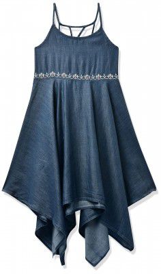 global desi Girl Blue Embroidered fit and Flare Dress