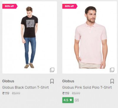 Globus Men's clothing Starting ₹119