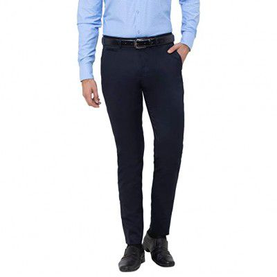 globus Navy Blue Solid Trousers