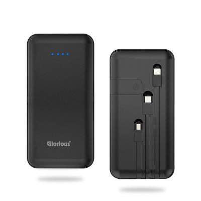 Glorious 10000mAh Li-Polymer Power Bank Built-in 3 Cables (GPB-M8-100, Black)
