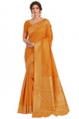 Glory Sarees Women’s Banarasi Silk Saree With Blouse Piece (GS_Kara133_Parent)