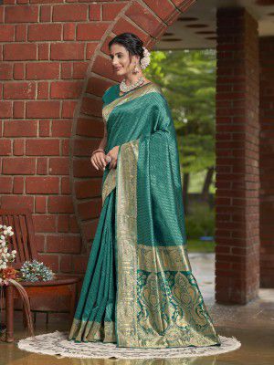 Glory Sarees Women's Banarasi Silk Saree With Blouse Piece (Kalamkari110_Parent)