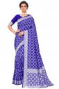 Glory Sarees Women’s Banarasi Silk Saree With Blouse Piece (Kara159_NavyBlue)...