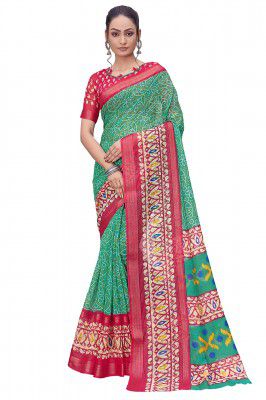 Glory Sarees Women's Cotton Saree with Blouse Piece (GS_Bandhej_Silk101_Parent)