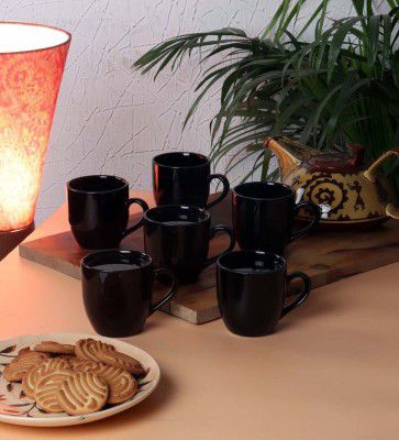 Glossy 200ml Black Ceramic (Set of 6) Coffee Mug