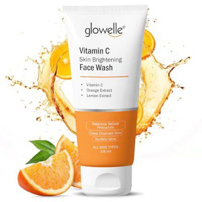 Glowelle Vitamin C Skin Brightening Face Wash, For Balancing Sebum Production, Deep Cleansing And Youthful Glow, Suitable for all Skin Types - 100ml