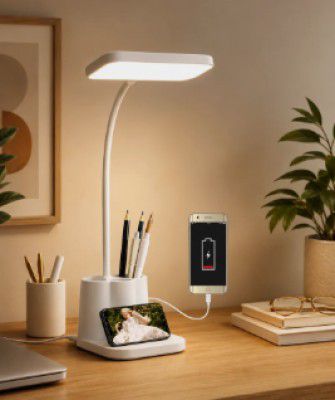 Glowhere LED Lamp Adjustable 3 Modes Touch USB Study & Desk Light Study Lamp (43.5 cm, White)