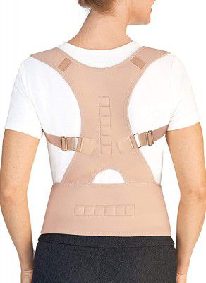 Glowmira Unisex Magnetic Back Braces Waist Wide Straps Support Pain Relief Posture Corrector Brace Therapy Shoulder Back Support Belt for Women and Men (S-Size)