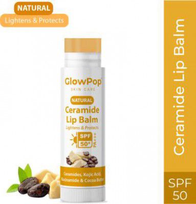 GlowPop Ceramide Lip Balm with SPF50 PA+++ - Kojic Acid & Niacinamide & Cocoa Butter Natural (Pack of: 1, 5 g)
