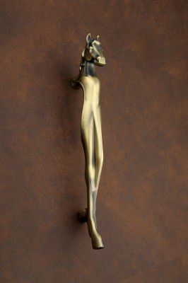 GLOXY ENTERPRISE Brass Horse Shape Curved Main Door Handle Decorative Push & Pull Door Handle Knocker (Size - 200mm)
