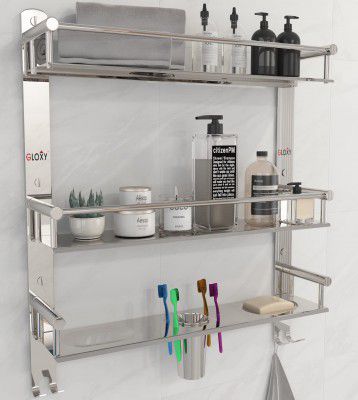 GLOXY ENTERPRISE Stainless Steel 3 Layer Multipurpose Organizer Shelf for Bathroom