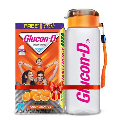 Glucon-D Tangy Orange Glucose Powder With Free Sipper(1kg, Refill)