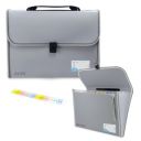 GLUN 13 Pocket Expanding File Folder with Handle, Buckle Closure & Label Index for A4/Foolscap/Legal Size Documents – Portable Accordion File Organiser (Grey)...