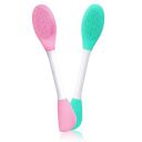 GLUN® 2 in 1 Face Mask Applicator Spetula & Lip Facial Cleansing Brush, Pack of 2 Made with Hygienic Soft Silicone Bristle For Gentle Exfoliation...