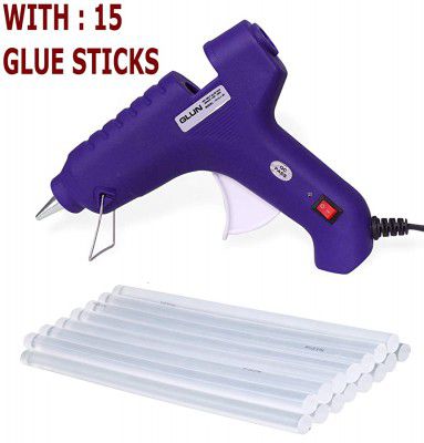 GLUN 80 WATT Purple Glue Gun with 15 TRANPARENT Sticks