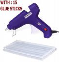 GLUN 80 WATT Purple Glue Gun with 15 TRANPARENT Sticks...