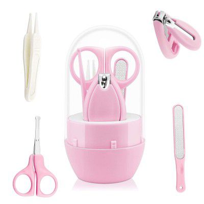 GLUN® Baby Care Set, Capsule Shape Pack, 4-in-1 (Anti-Pinch Nail Clipper, Scissor, Nail File, Tweezer)