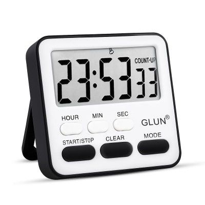 GLUN Digital Kitchen Timer with Clear Loud Alarm for Cooking, Stop Watches Timer Clock with Alarm & Magnetic Back