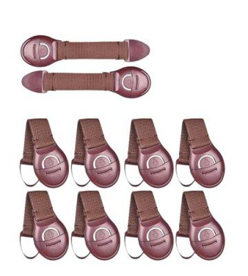 GLUN Drawer Brown Locks Belt One Side Release Buckles Clips Strong Double Side Tape, 