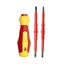 GLUN® Mini Insulated 4 in 1 Screwdriver Set,500V Rated Multipurpose Magnetic Tip Steel Flat Cross Insulated...