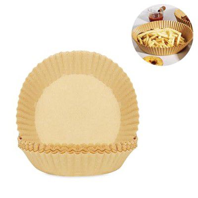 GLUN Non-Stick Parchment Paper Liners - Food Grade, Oil-Proof, Unbleached - Round, Natural Color