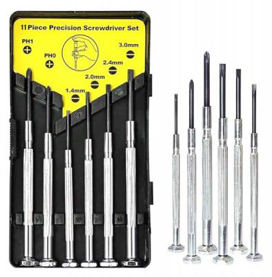 GLUN® Professional 11 Pieces Precision Tool Screwdriver Set, Jewelry, Wrist Watch, Clock, Eyeglasses Repair Tool Kit Set