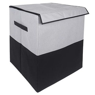 GLUN Rectangle Foldable Laundry Bag Capacity of 75 Ltr, Non Woven Fabric Grey and Black Pack of 1 (Blue)