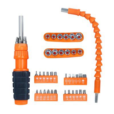 GLUN Screwdriver Tool Kit, 36 in 1 Magnetic Handle Tip & Multi-Bits, with Flexible Rod, All-in-One 38 Piece Repair Tool Kit Set Use at Home, Office & Other Place
