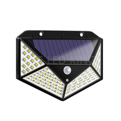 GLUN® Solar, Rechargeable 100 LED’s Light, PIR Motion Sensor Outdoor Wall Light, Waterproof Energy Saving Uses in Garden, Street, Yard, Path, Home Security and etc Pack of 1