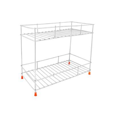 GLUN Stainless Steel 2-Tier Countertop Spice Container Organizer Rack, Complete with Shelf Liner for Versatile Uses