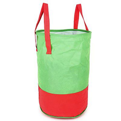 GLUN WATERPROOF DOUBLE LAYERED ROUND LAUNDRY BAG WITH HANDLES FOLDABLE FOR CLOTH, TOYS STORAGE BAG PACK OF 1 GREEN