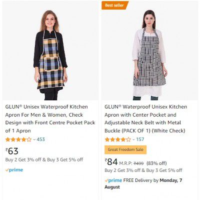 GLUN® Waterproof Unisex Kitchen Apron Starting @ ₹69/-