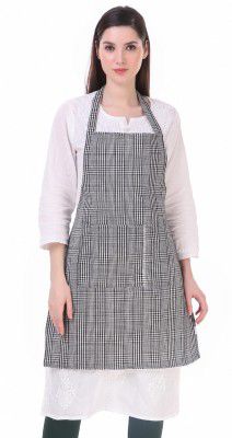 GLUN Waterproof Unisex Kitchen Apron with Center Pocket and Adjustable Neck Belt with Metal Buckle (PACK OF 1) (White Check)