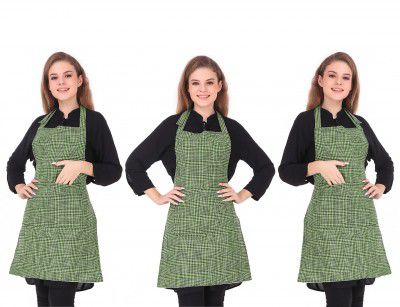 GLUN® Waterproof Unisex Kitchen Apron with Center Pocket and Adjustable Neck Belt with Metal Buckle (PACK OF 3)