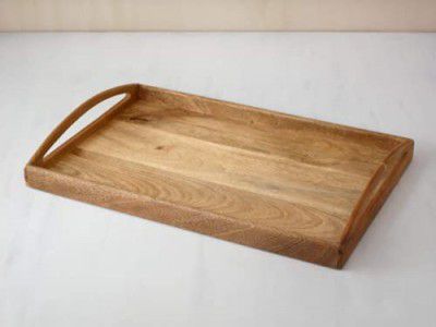 GLUON Projects-Wooden Tray of Solid Teak Wood in Rectangle Shape with Handle