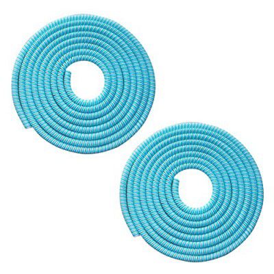 GLV Spiral 1.4m Cable Protectors (Pack of 2) for All Android & iPhone Mobile Cables (Light Blue)