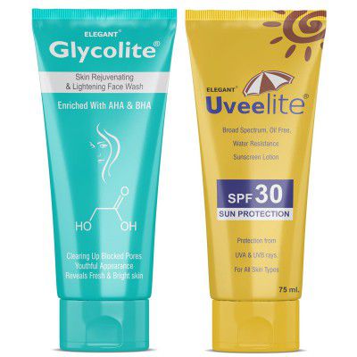 Glycolite Face Care Combo - Face wash and Sunscreen SPF 30 Lotion